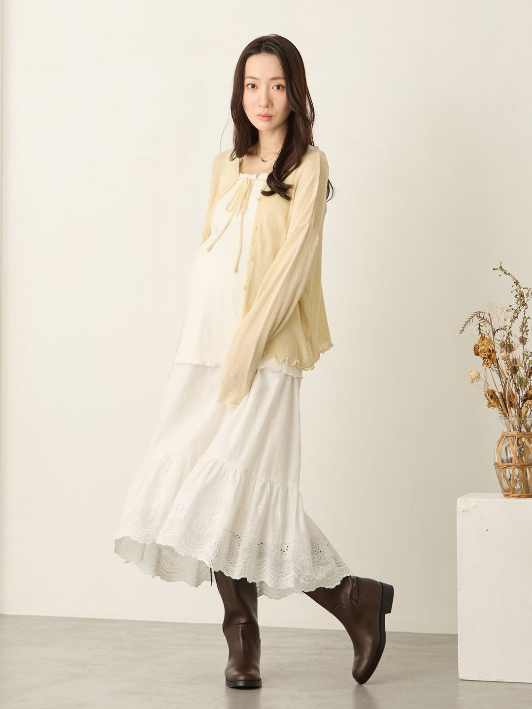 棉质蕾丝裙 白色