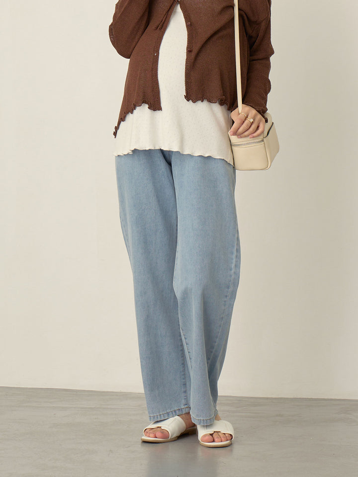 浅蓝色薄款牛仔长裤