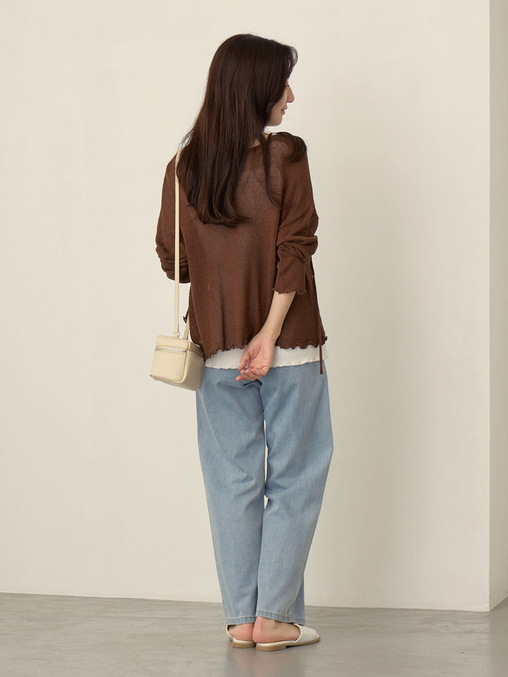 浅蓝色薄款牛仔长裤