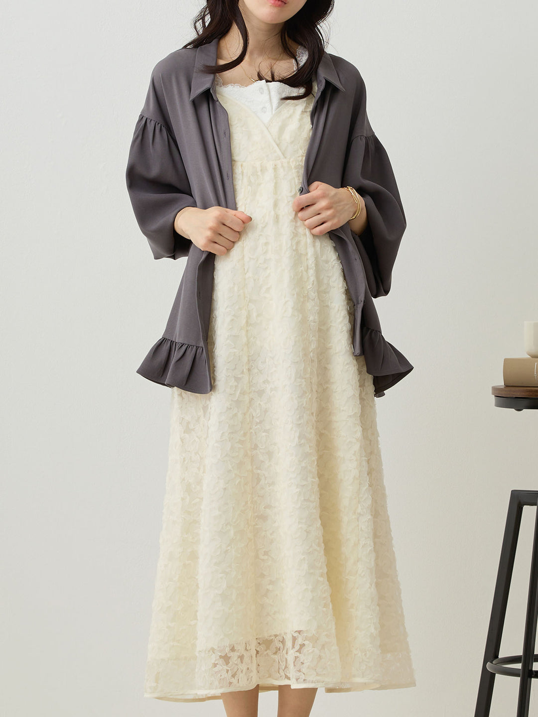 Cache-coeur Lace Camisole Dress Ivory