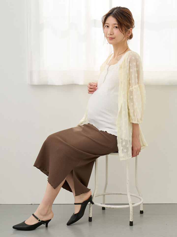 リブカットタイトスカート Brown