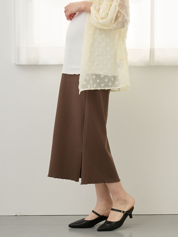 リブカットタイトスカート Brown
