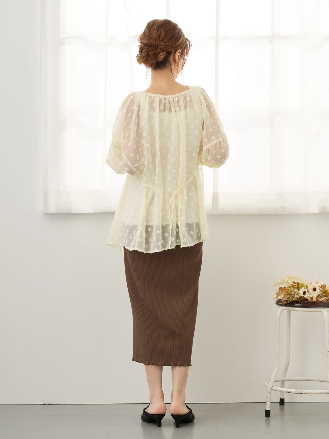 リブカットタイトスカート Brown
