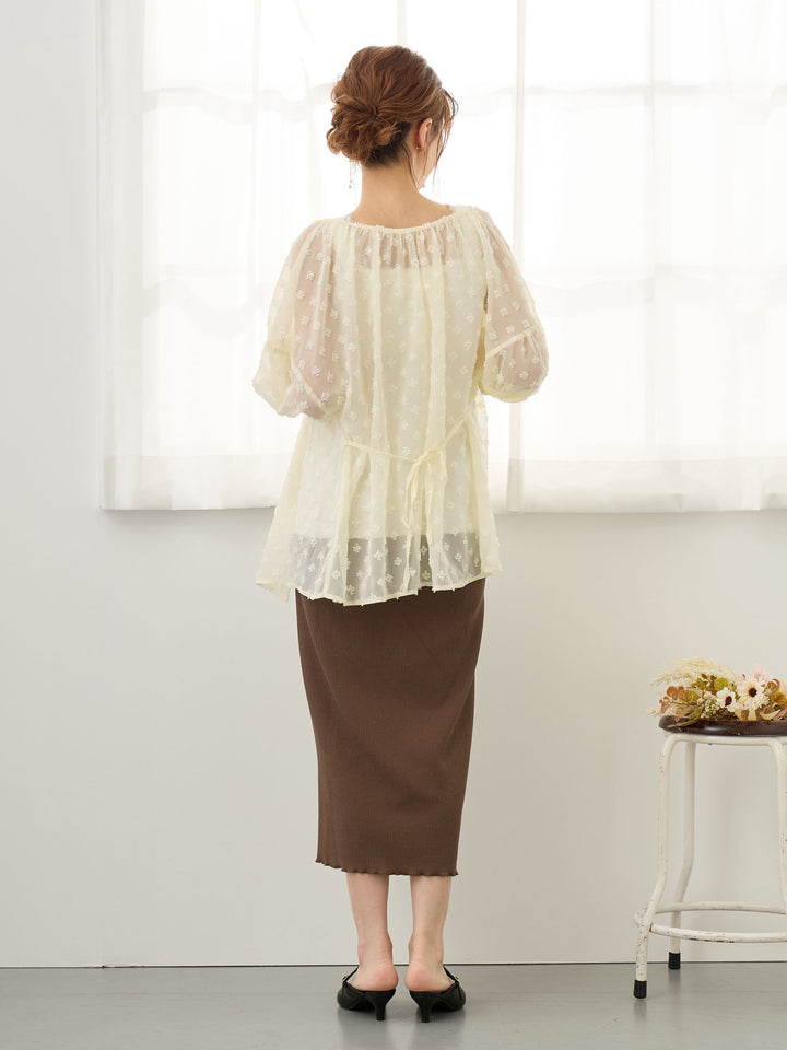 リブカットタイトスカート Brown