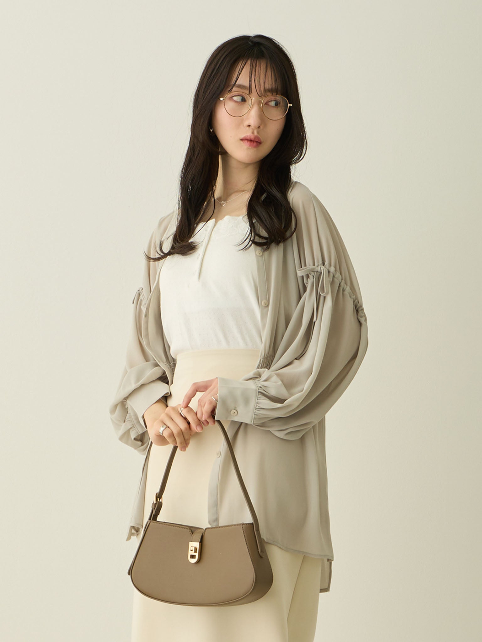 マタニティ・授乳服】袖リボンシアーシャツ White – honono for