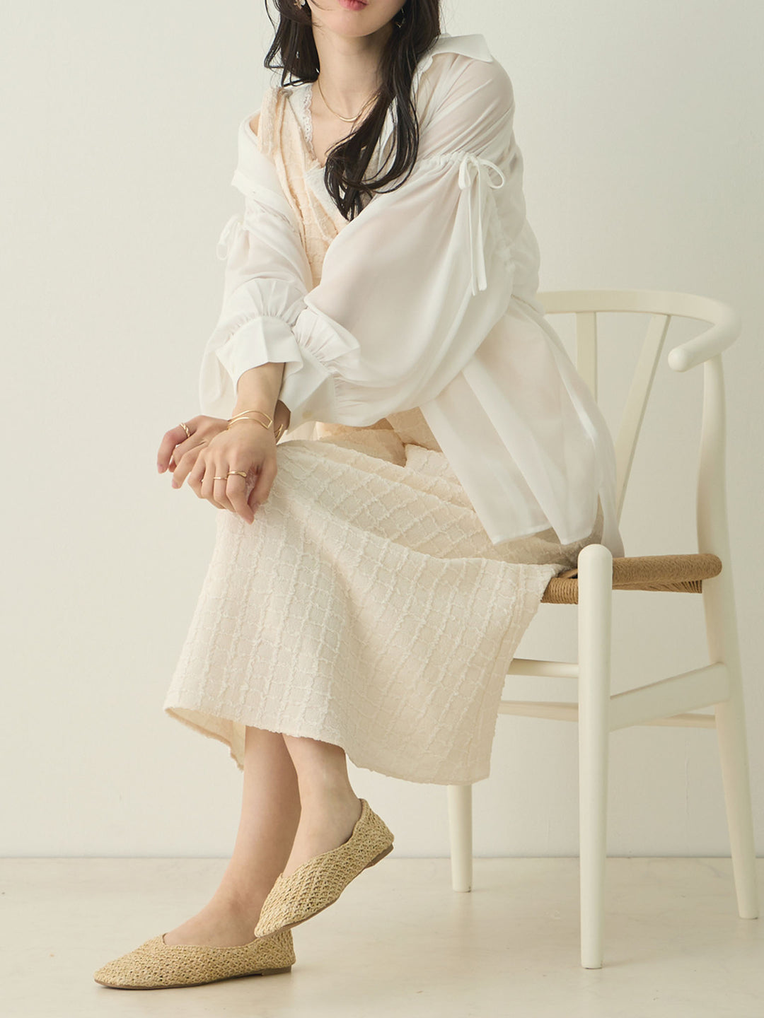 Shoulder Ribbon Cami Dress Ivory