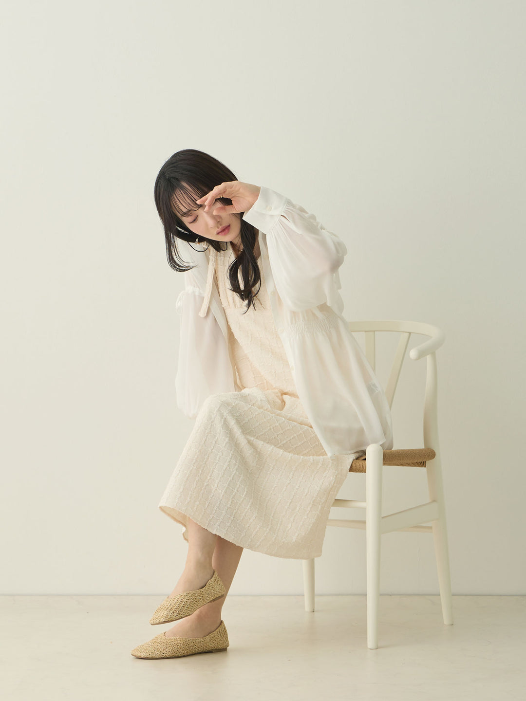 Shoulder Ribbon Cami Dress Ivory