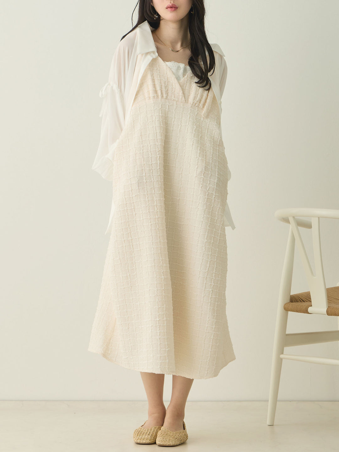 Shoulder Ribbon Cami Dress Ivory