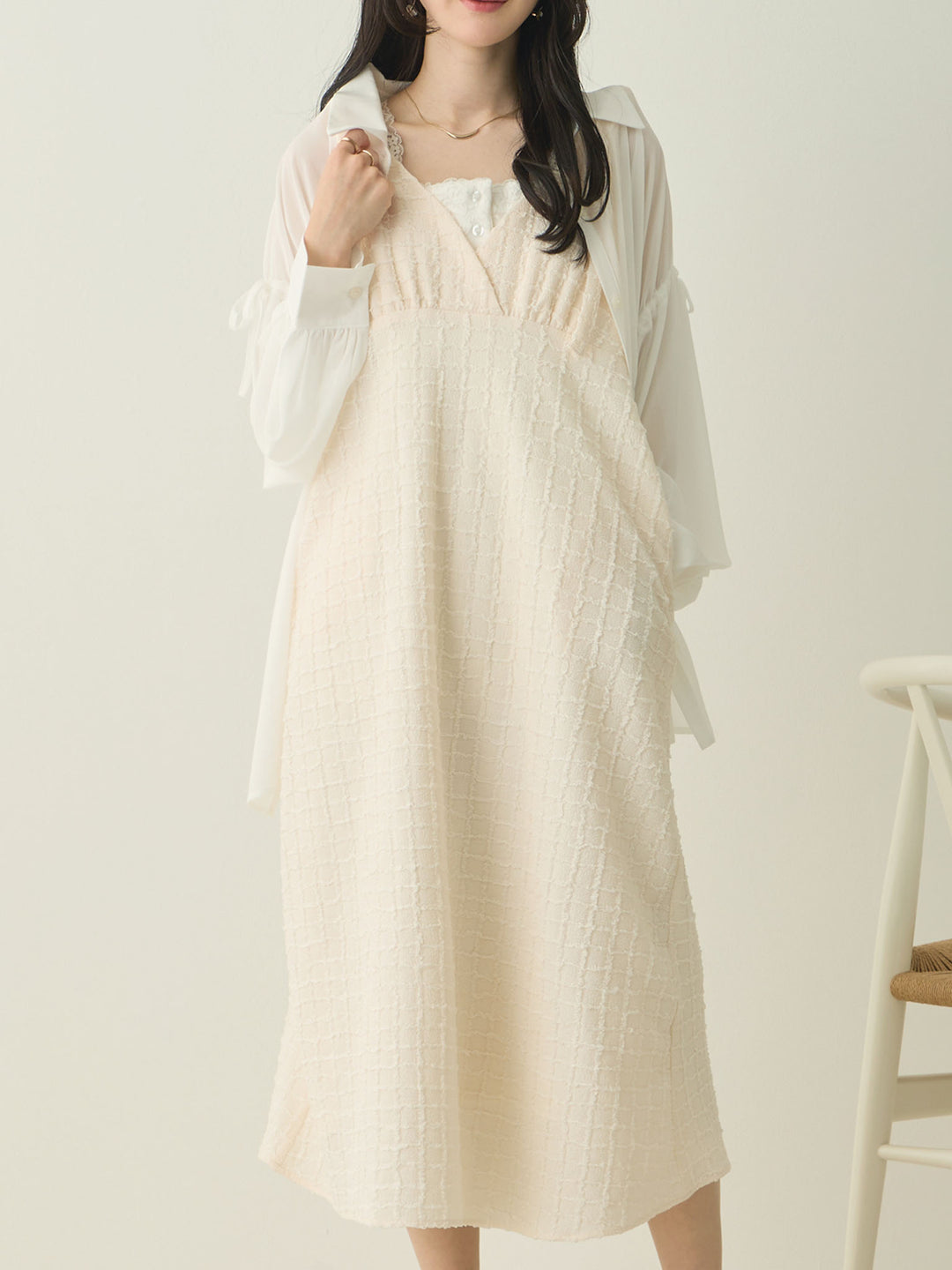 Shoulder Ribbon Cami Dress Ivory