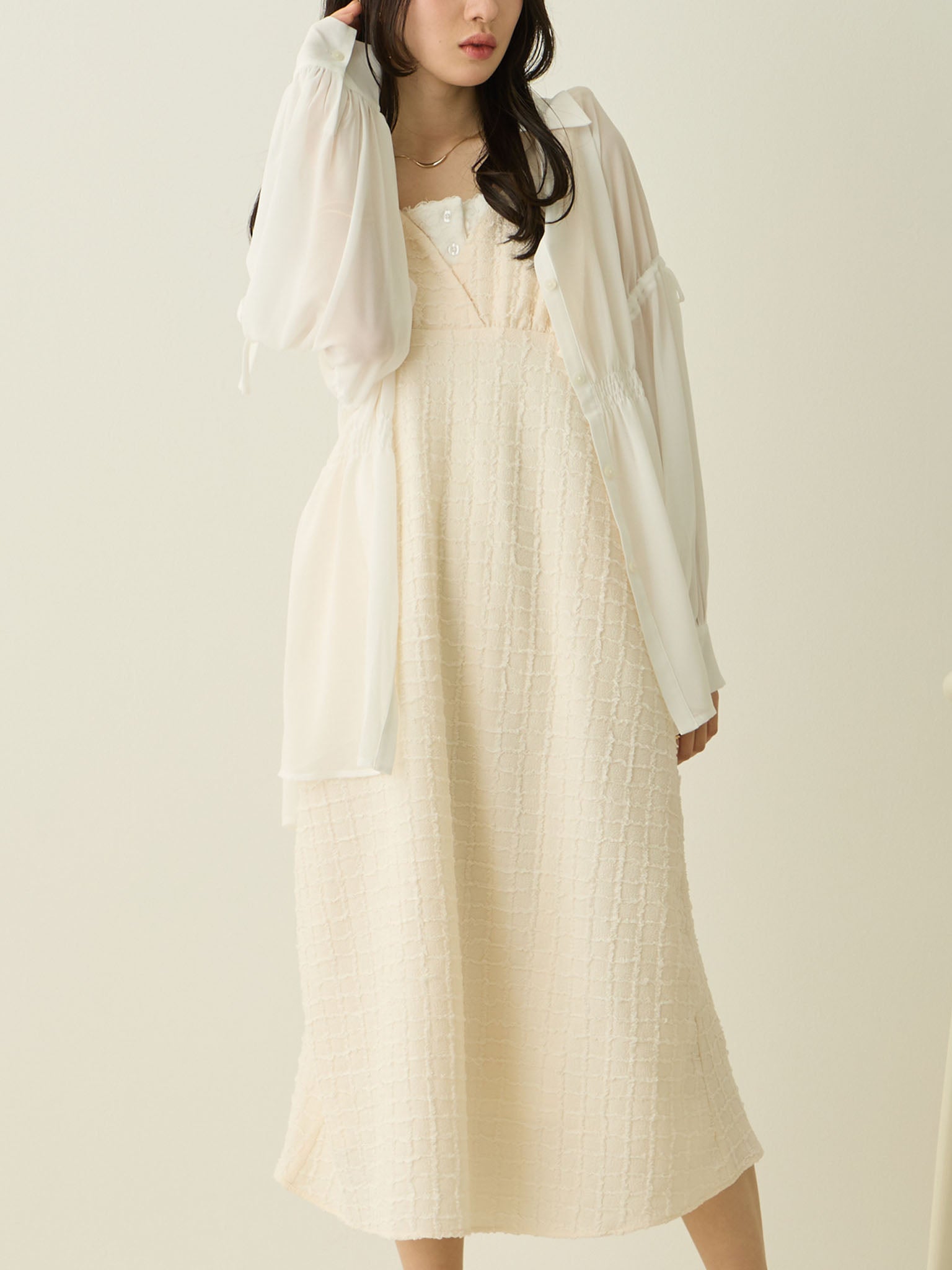 売れ筋がひ！ マタニティ・授乳服】袖リボンシアーシャツ White for honono – Maternity