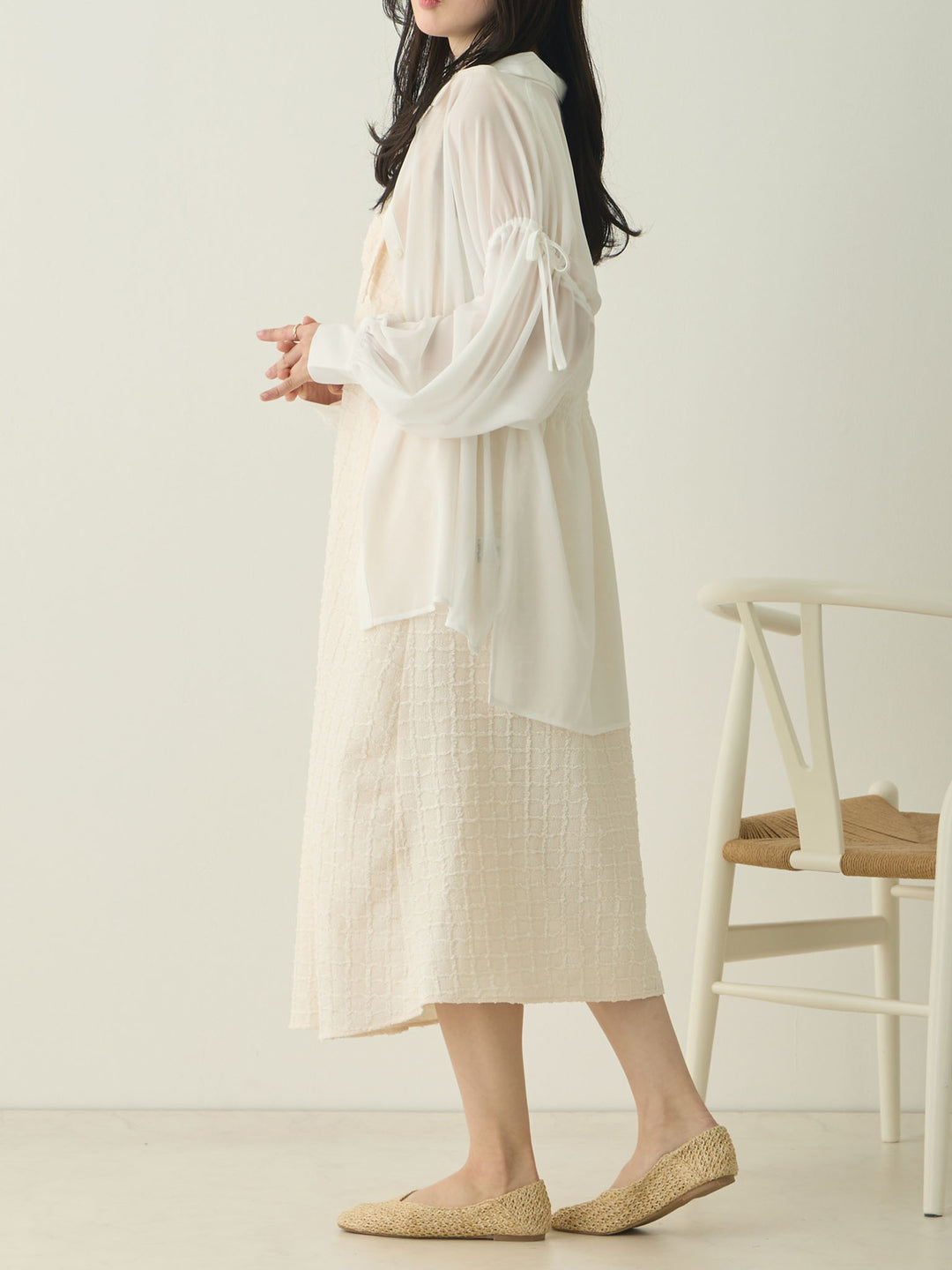 Shoulder Ribbon Cami Dress Ivory