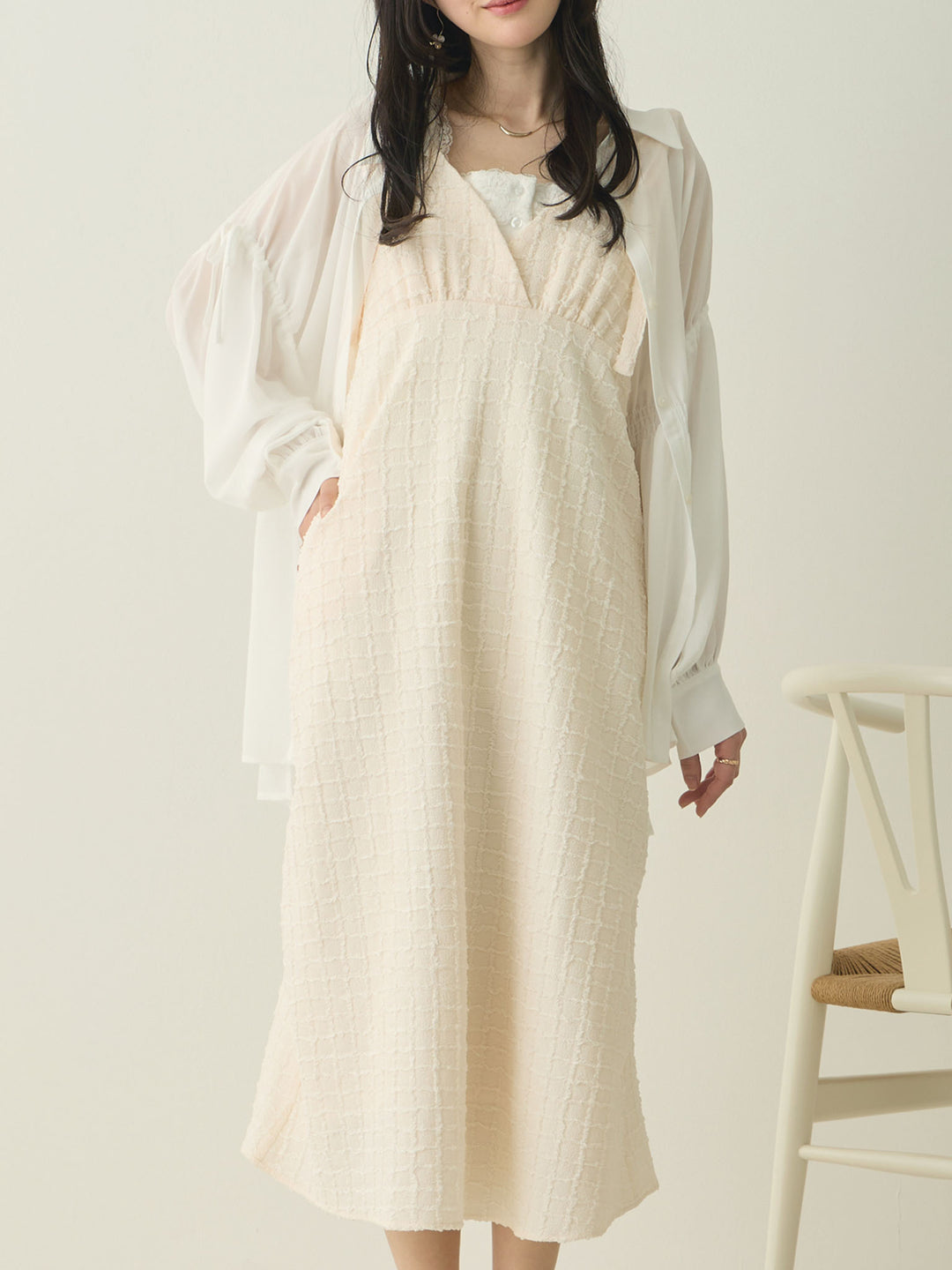 Shoulder Ribbon Cami Dress Ivory