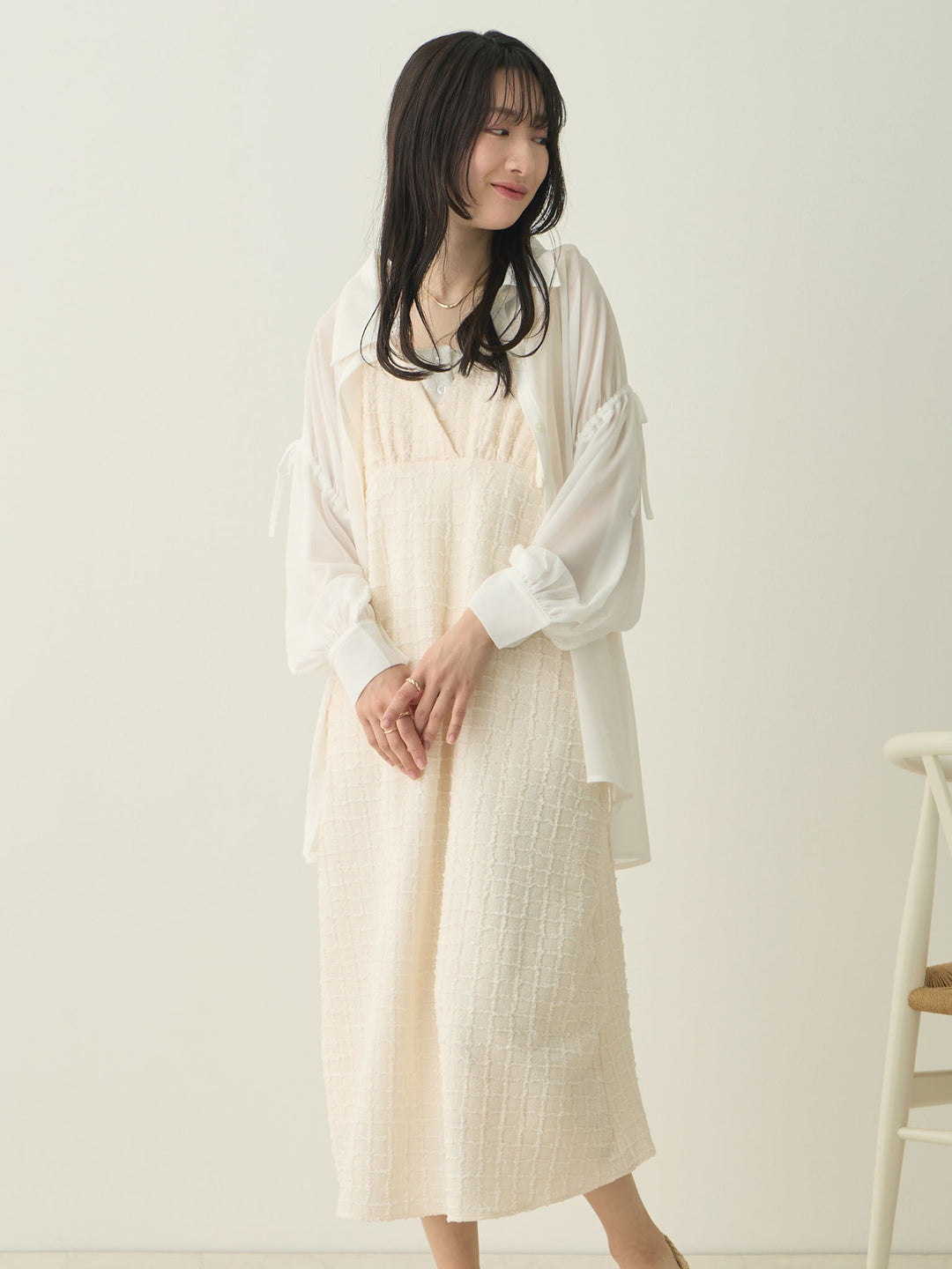 Shoulder Ribbon Cami Dress Ivory