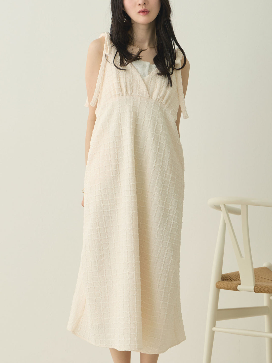 Shoulder Ribbon Cami Dress Ivory