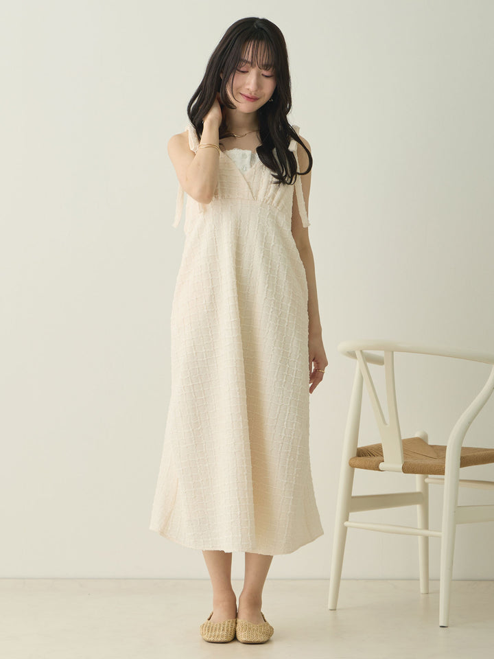 Shoulder Ribbon Cami Dress Ivory