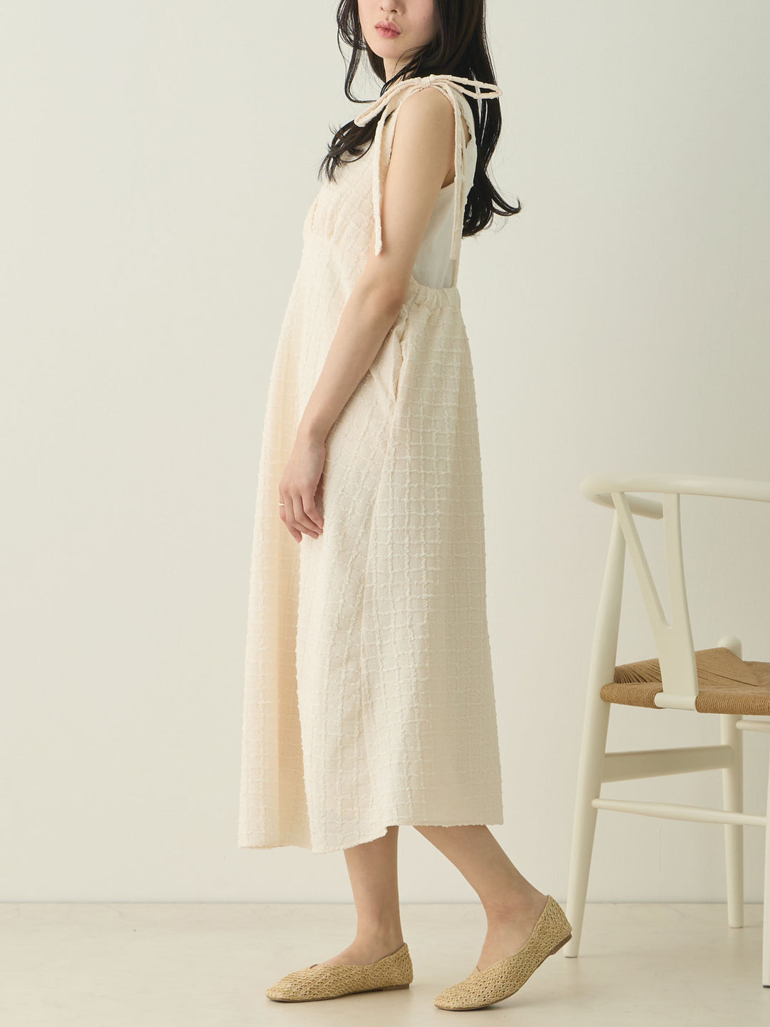 Shoulder Ribbon Cami Dress Ivory