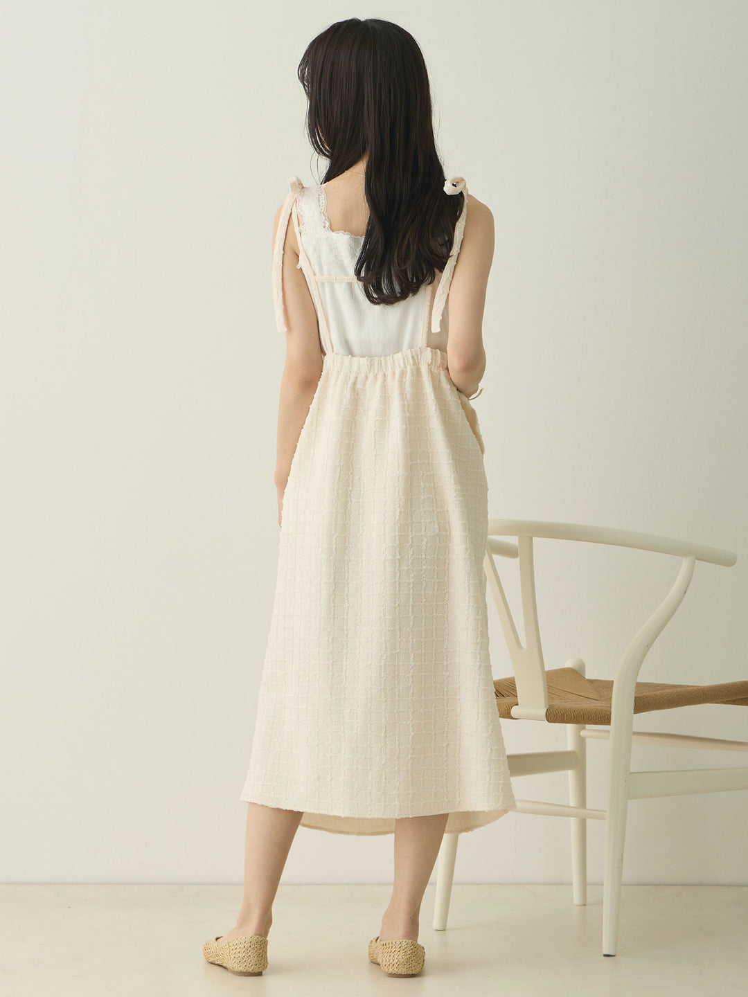 Shoulder Ribbon Cami Dress Ivory