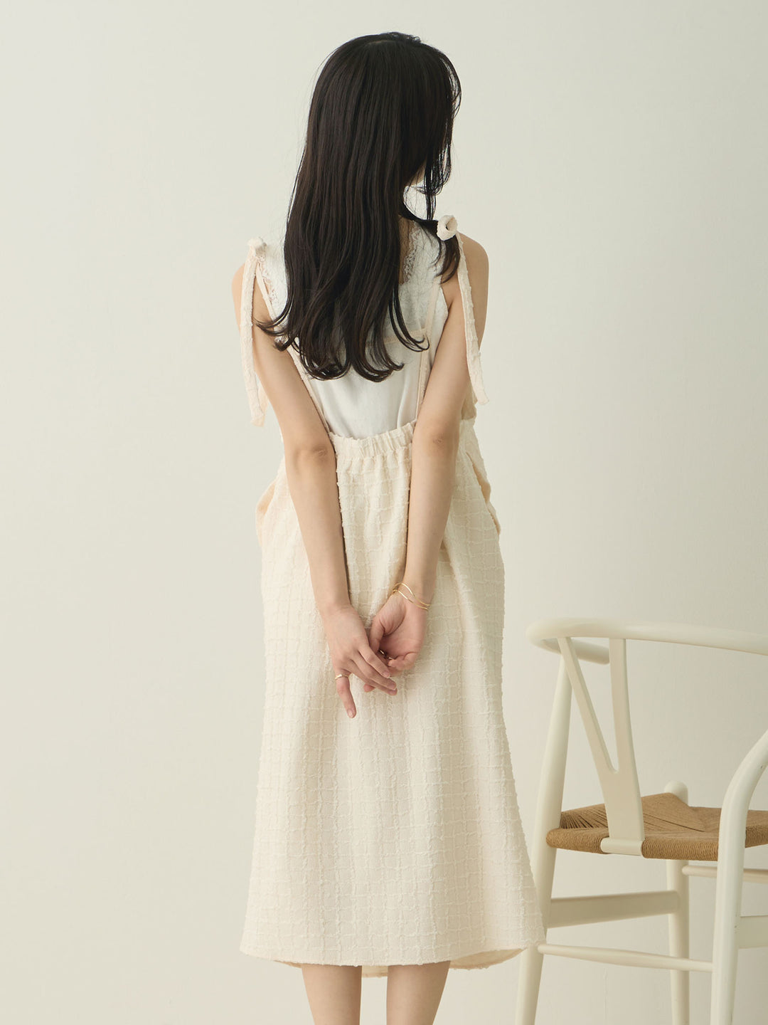 Shoulder Ribbon Cami Dress Ivory