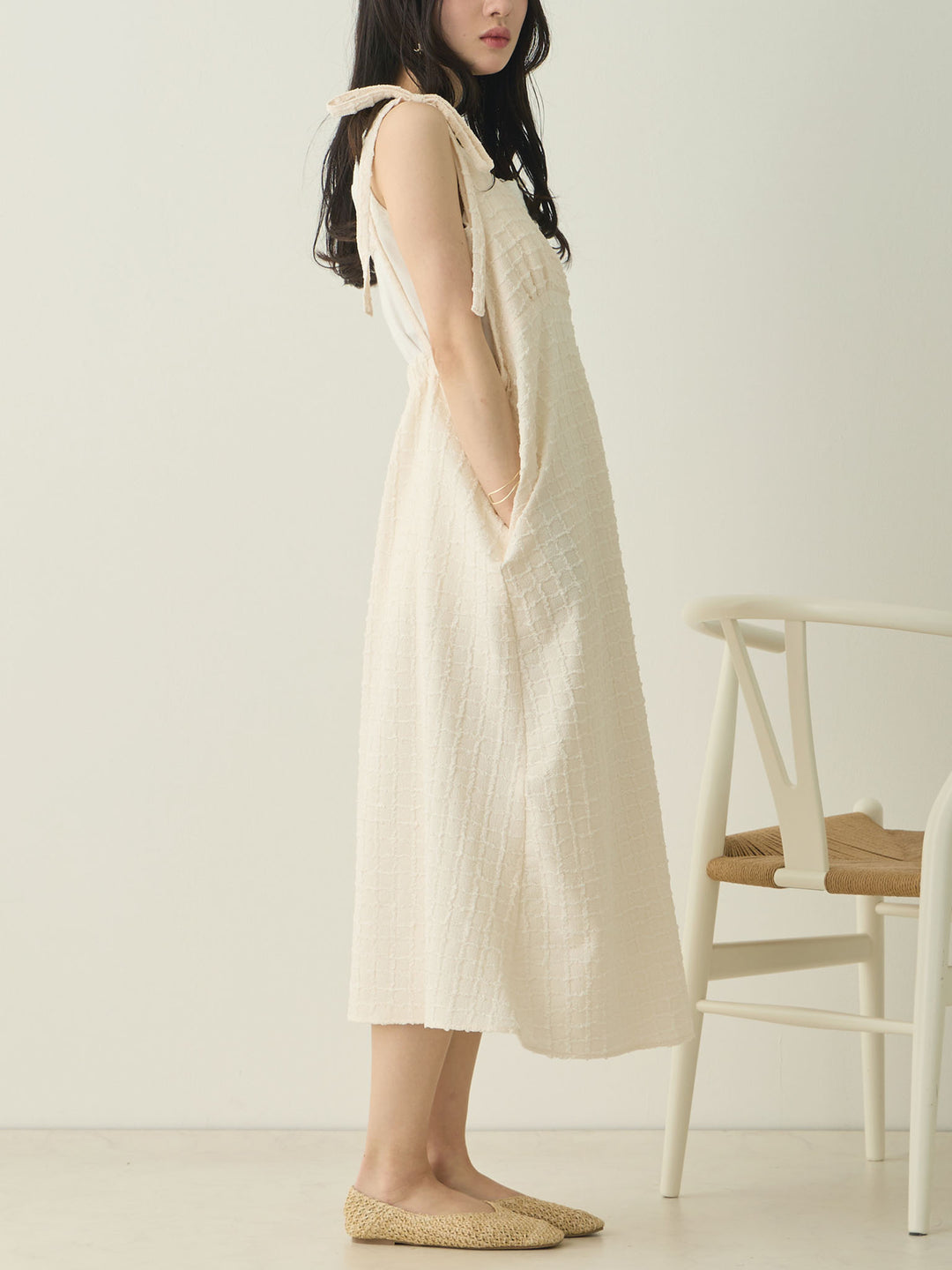 Shoulder Ribbon Cami Dress Ivory