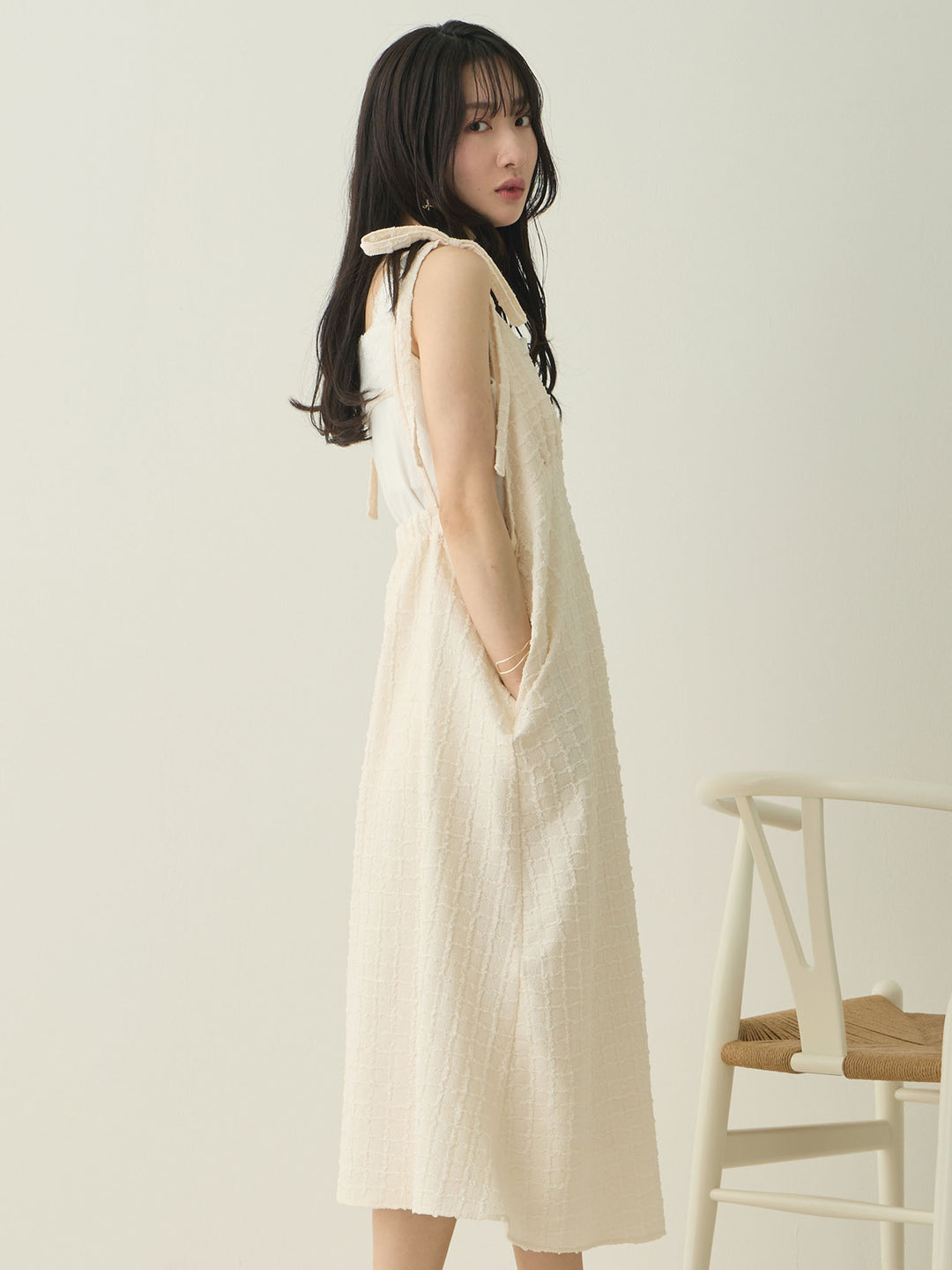 Shoulder Ribbon Cami Dress Ivory