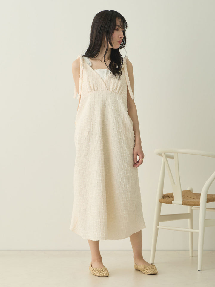 Shoulder Ribbon Cami Dress Ivory