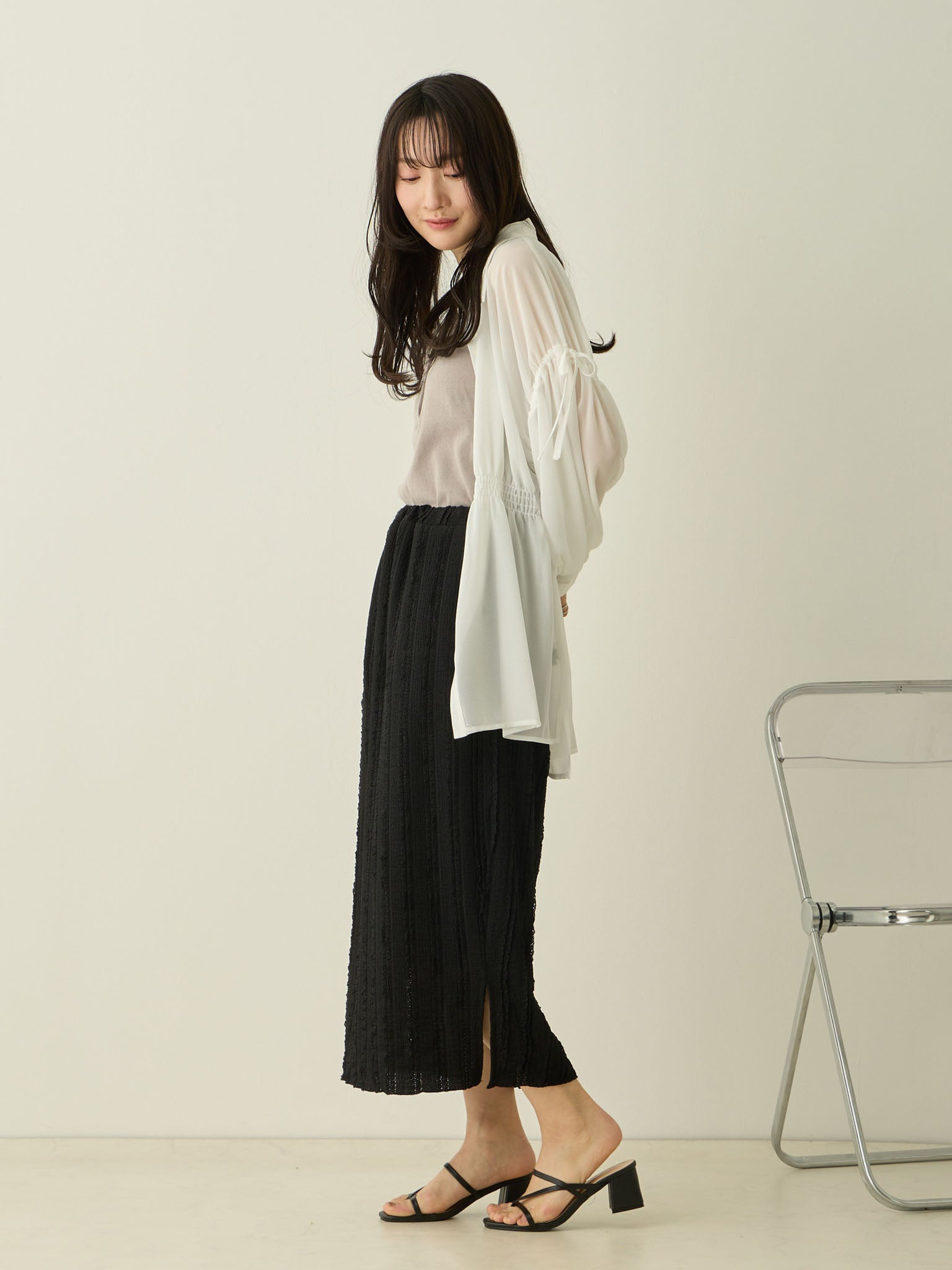 マタニティ・授乳服】袖リボンシアーシャツ White – honono for