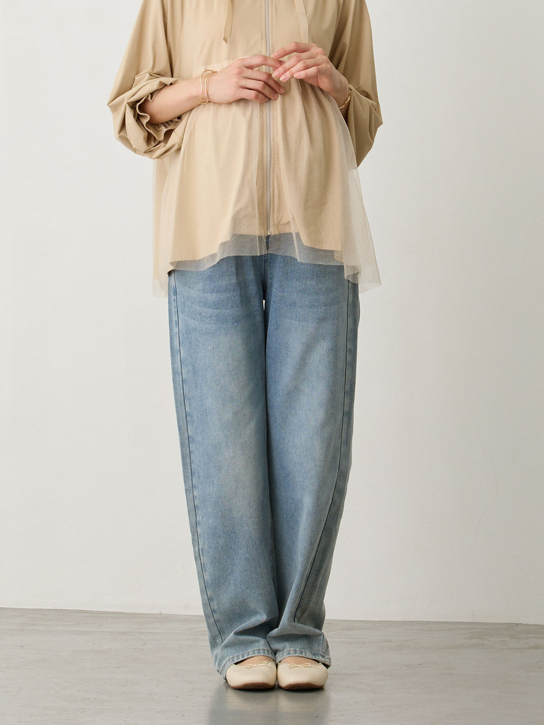 マタニティロングデニム Light blue