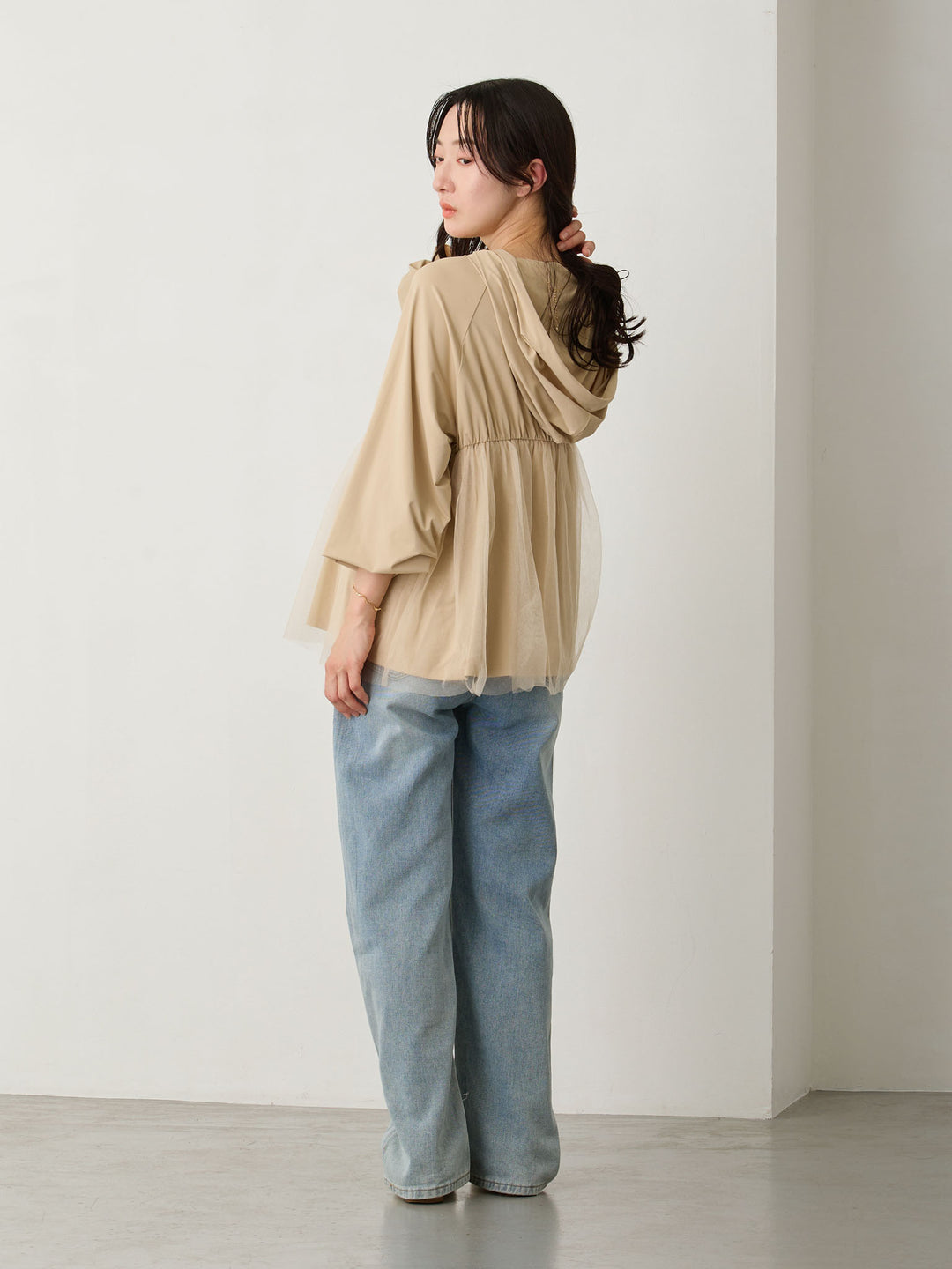 UVカットペプラムパーカー Beige