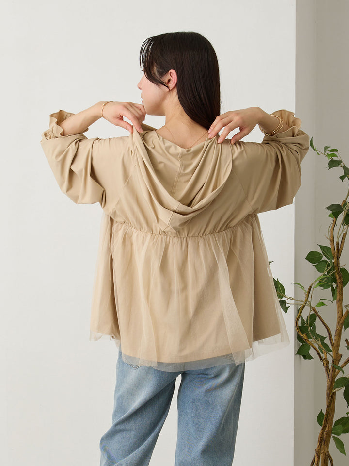 UVカットペプラムパーカー Beige