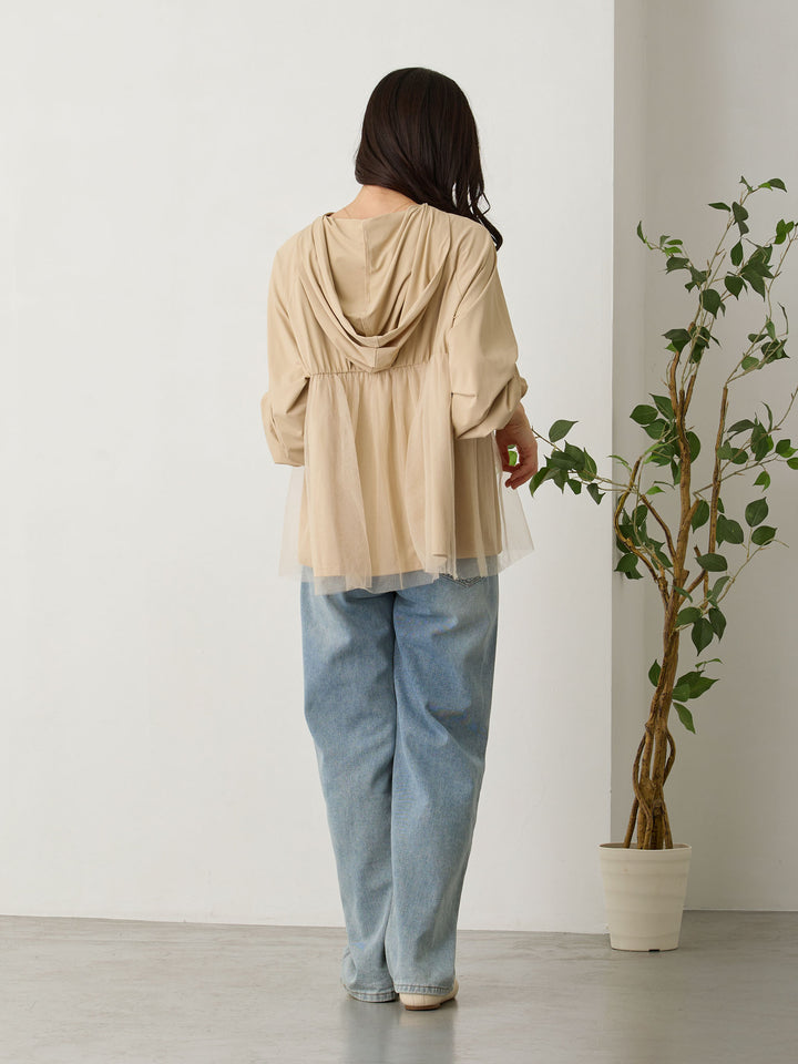 UVカットペプラムパーカー Beige