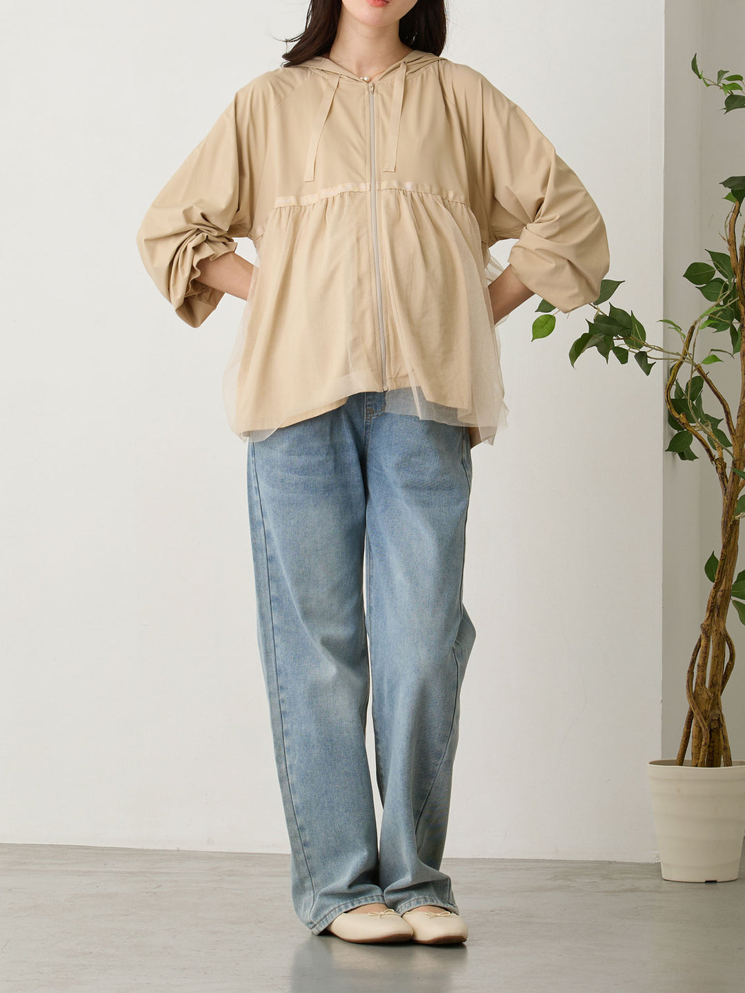 マタニティロングデニム Light blue