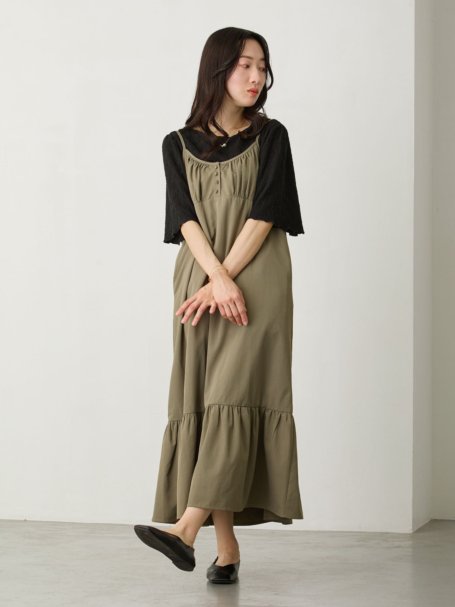 フロントボタンキャミワンピース Khaki – honono for mom&baby
