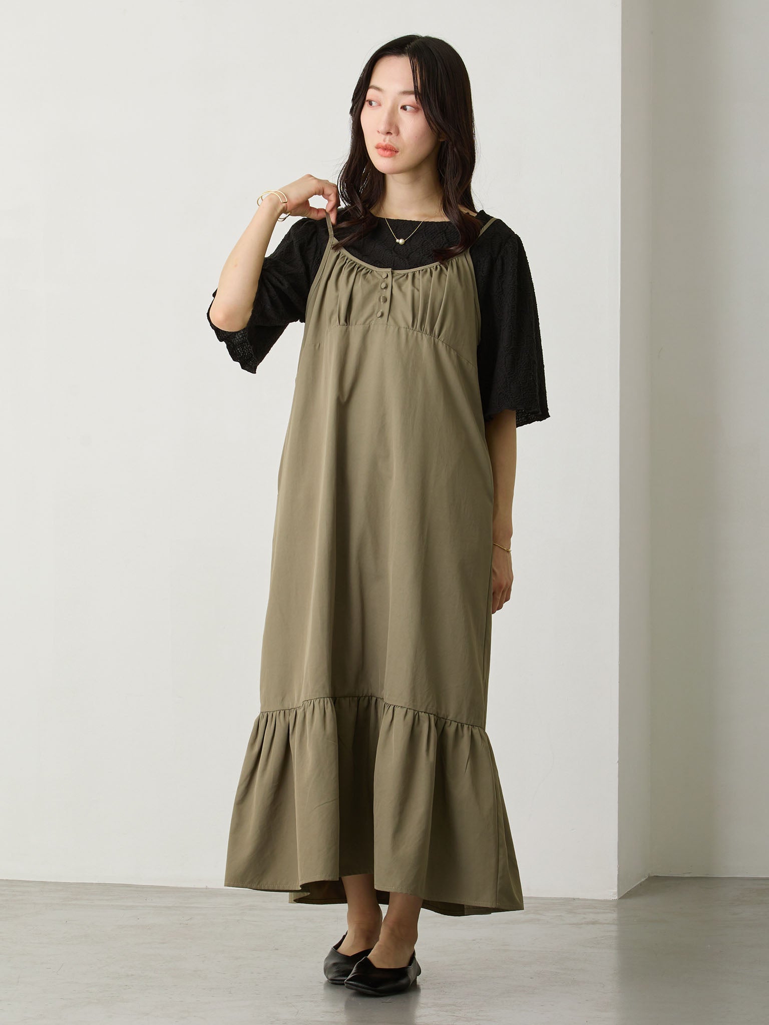 フロントボタンキャミワンピース Khaki – honono for mom&baby