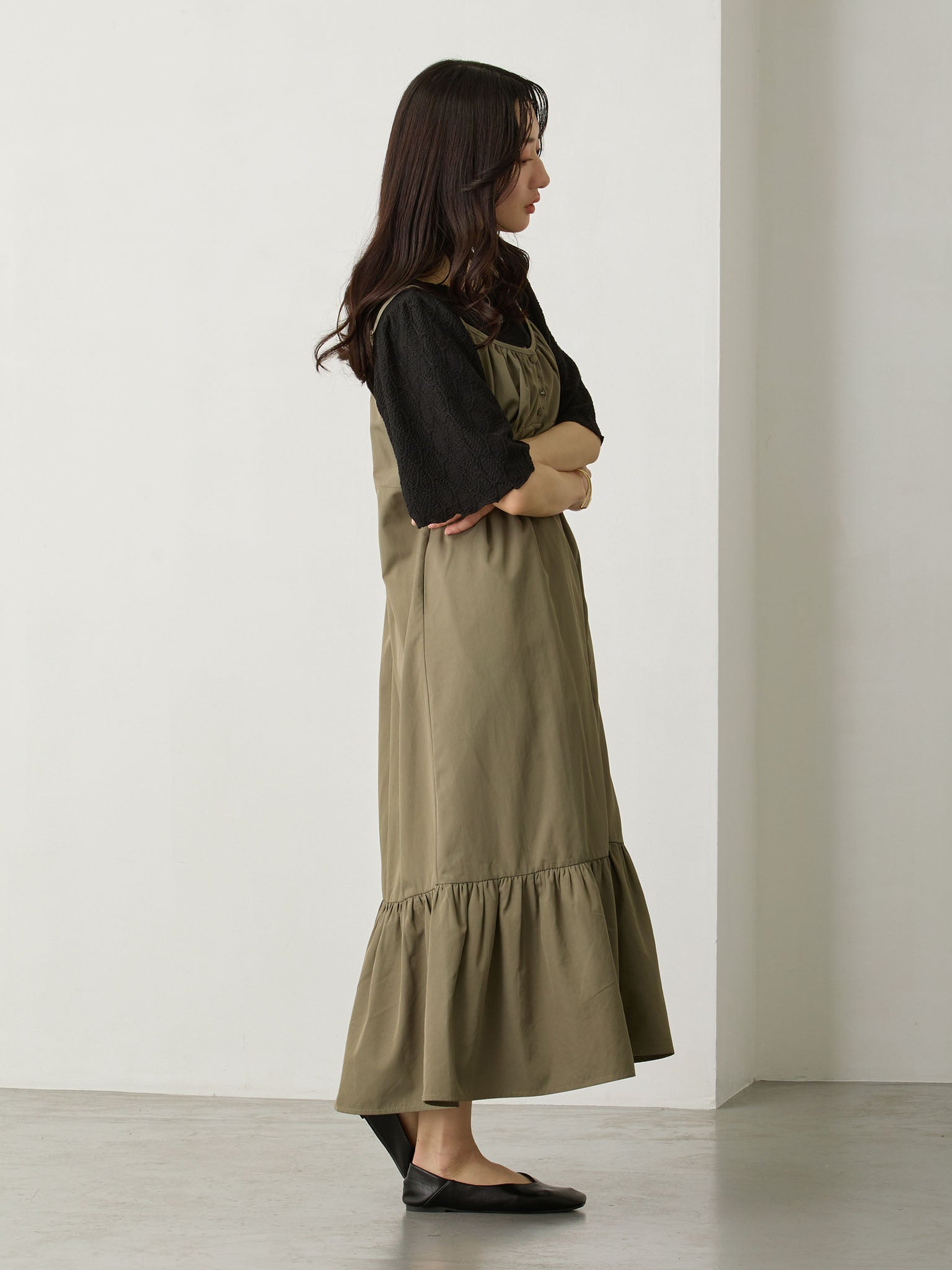 フロントボタンキャミワンピース Khaki – honono for mom&baby