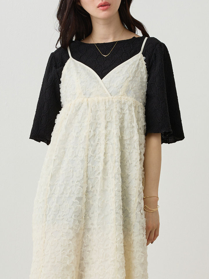 メローデザイン半袖トップス Black