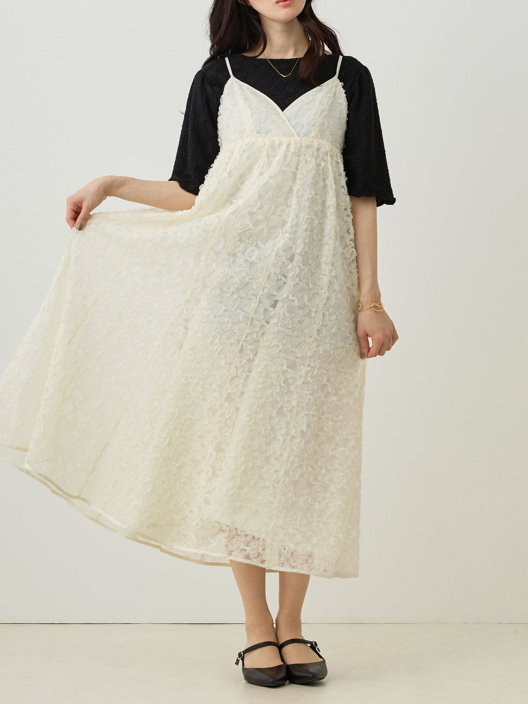 Cache-coeur Lace Camisole Dress Ivory
