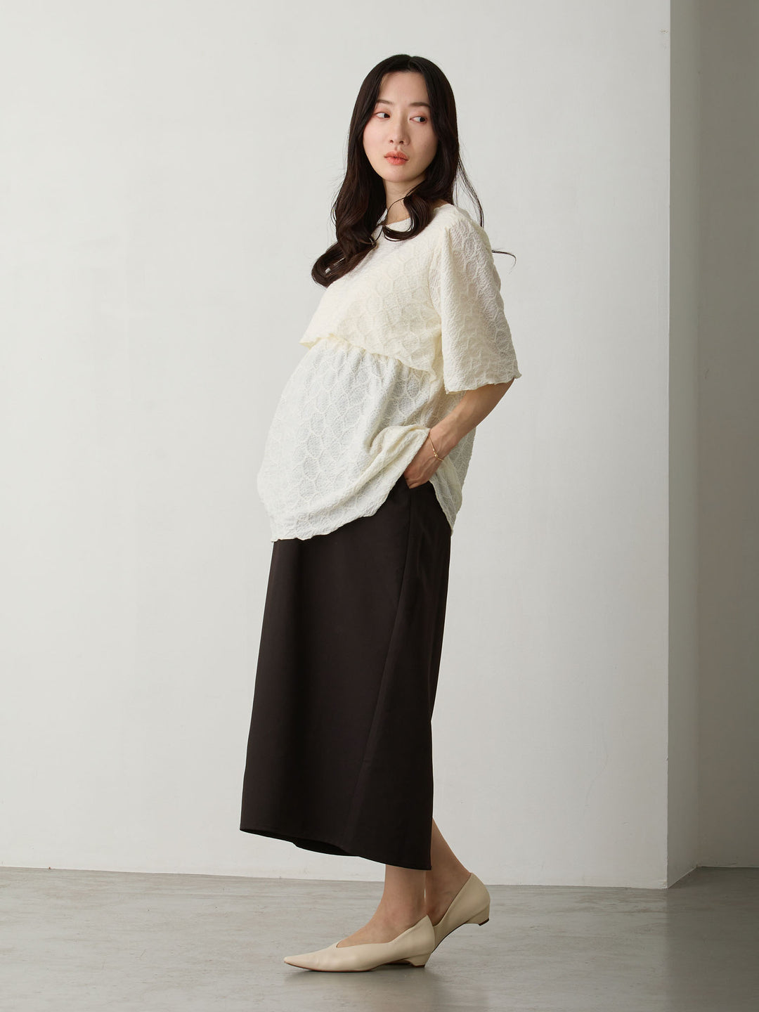 セレモニー対応・マタニティタイトスカート Black