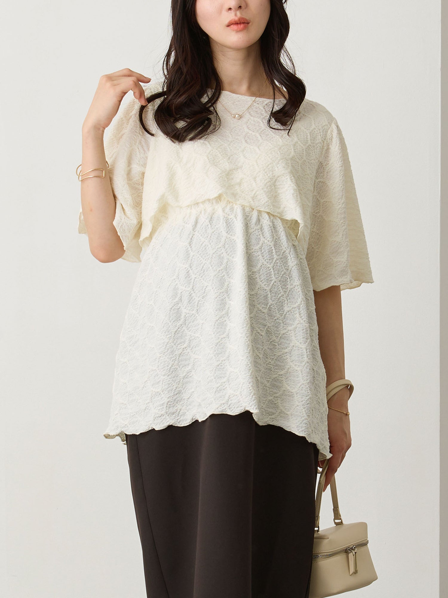 メローデザイン半袖トップス White