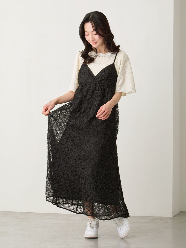 カシュクールレースキャミワンピース Black