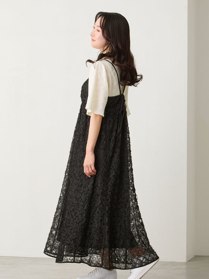 カシュクールレースキャミワンピース Black