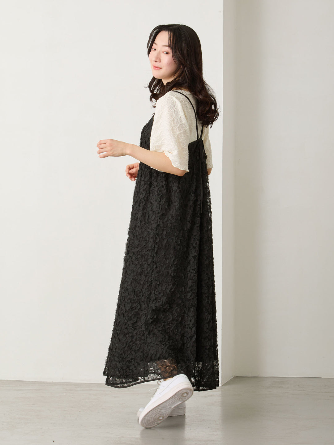 カシュクールレースキャミワンピース Black