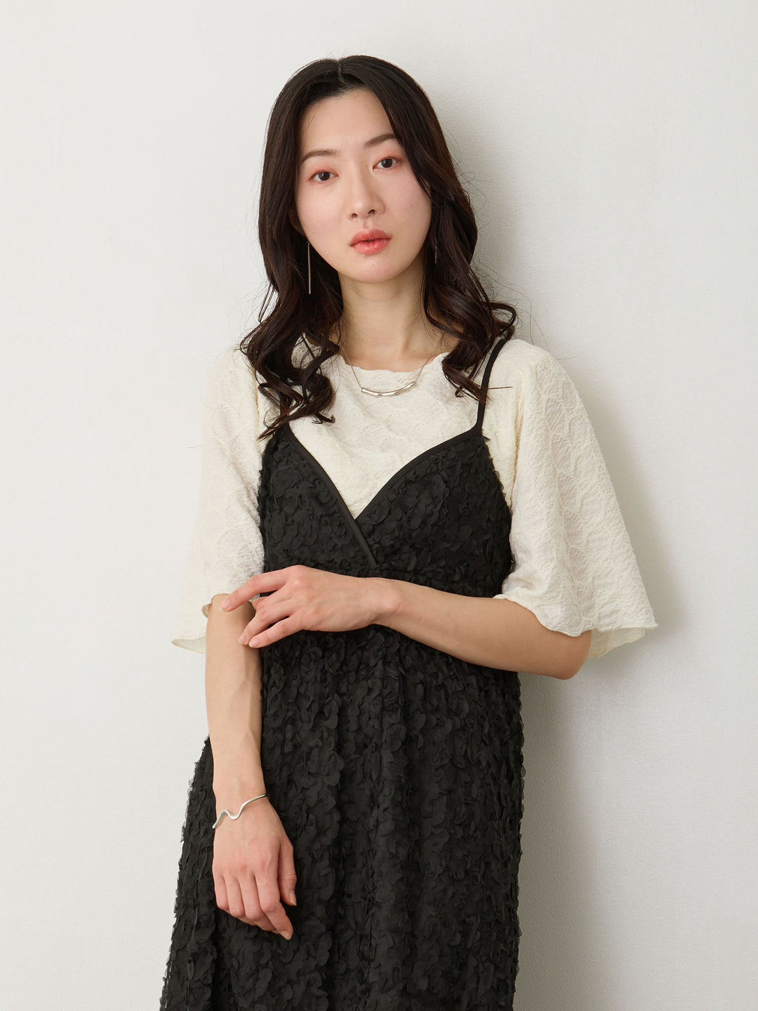 カシュクールレースキャミワンピース Black