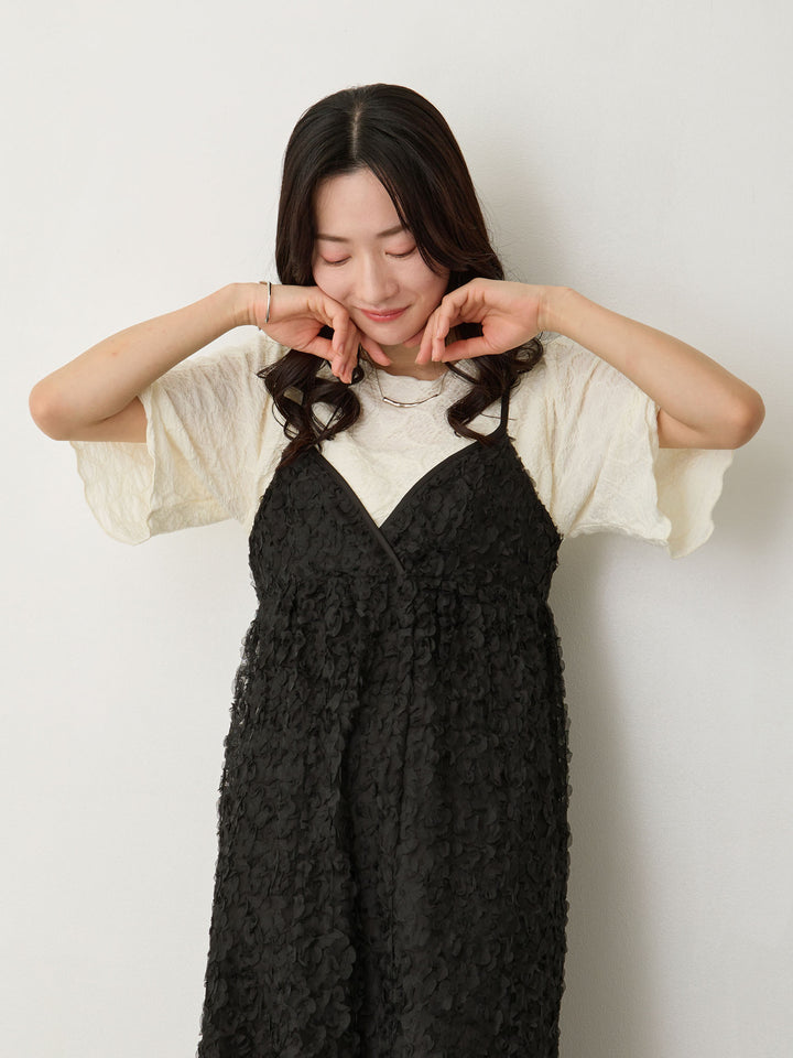 カシュクールレースキャミワンピース Black