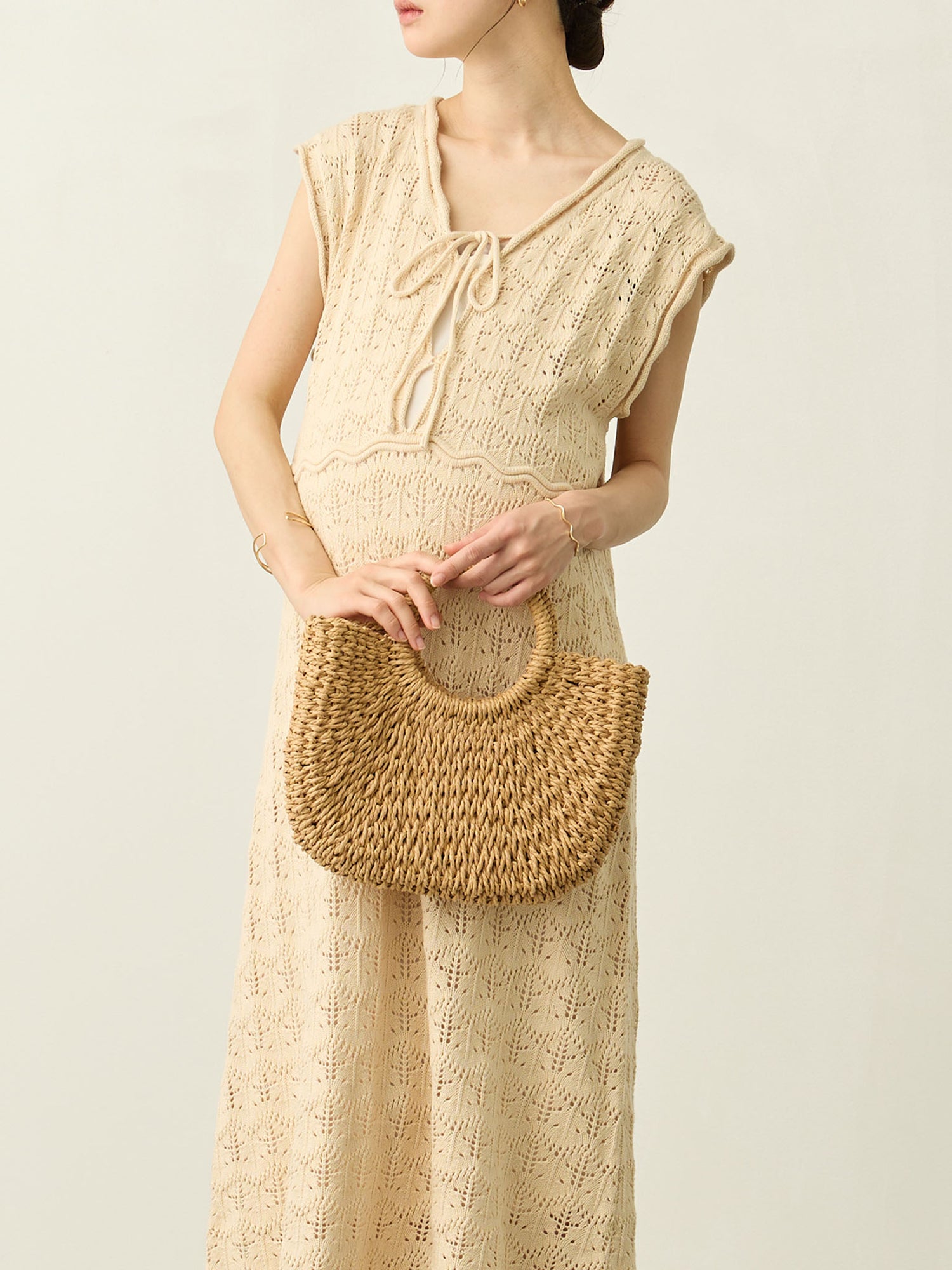 [Maternity/Nursing Wear] Crochet Dress, Beige