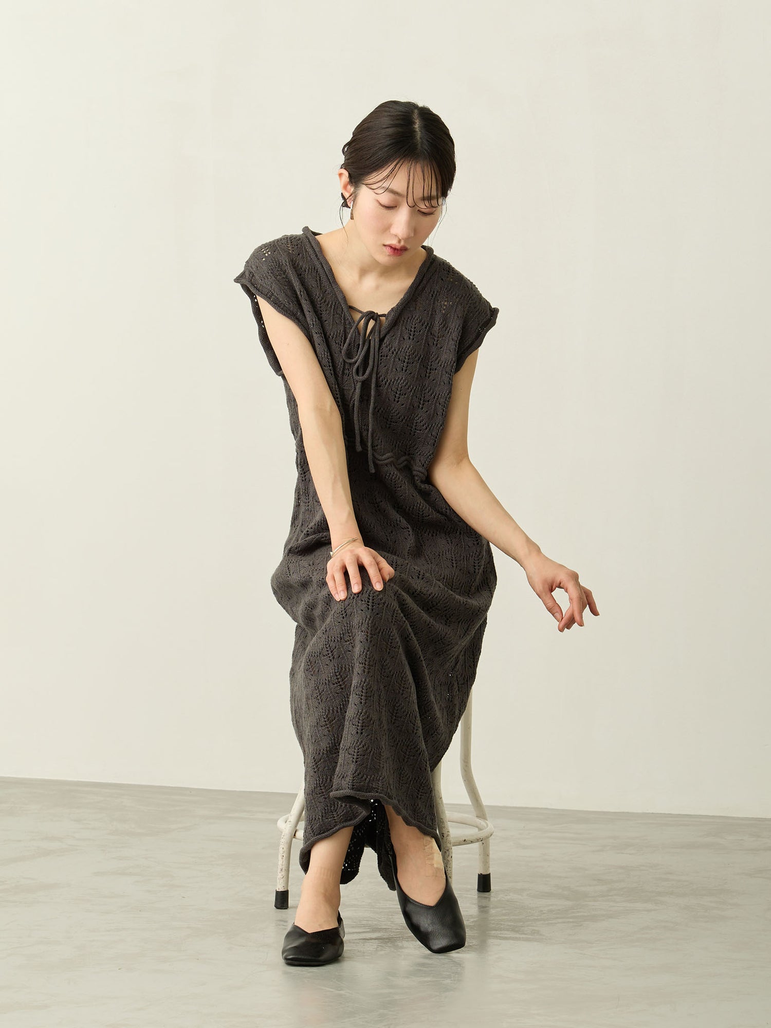 [Maternity/Nursing Wear] Crochet Dress, Charcoal