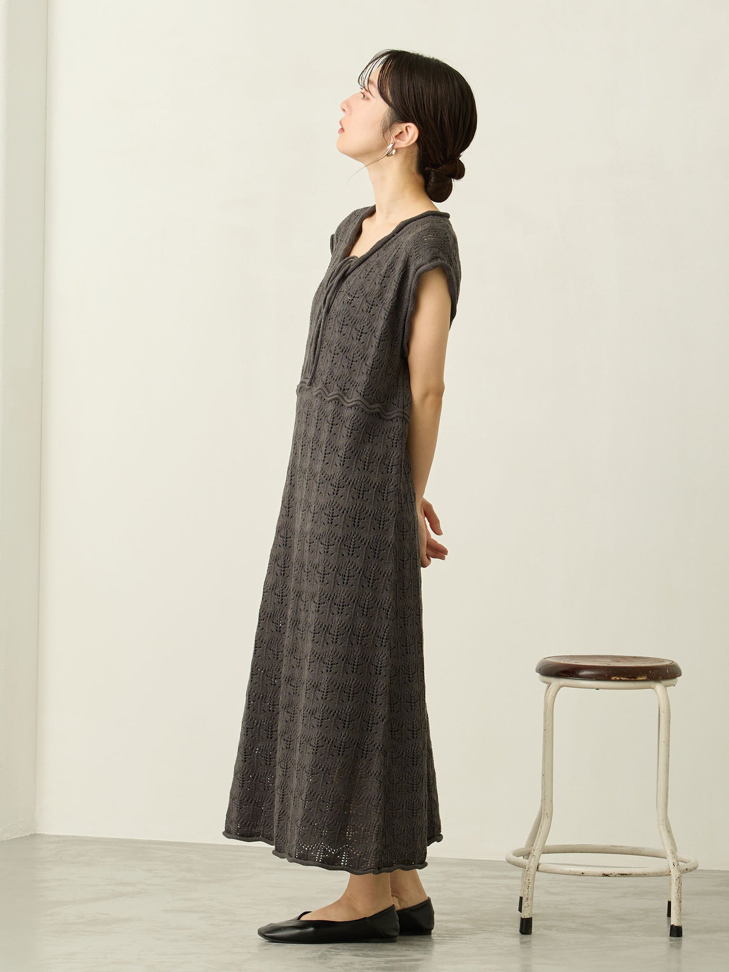 [Maternity/Nursing Wear] Crochet Dress, Charcoal