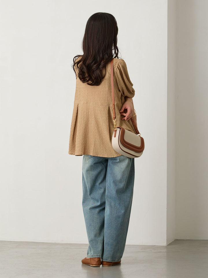 エンボスぺプラムブラウス Beige