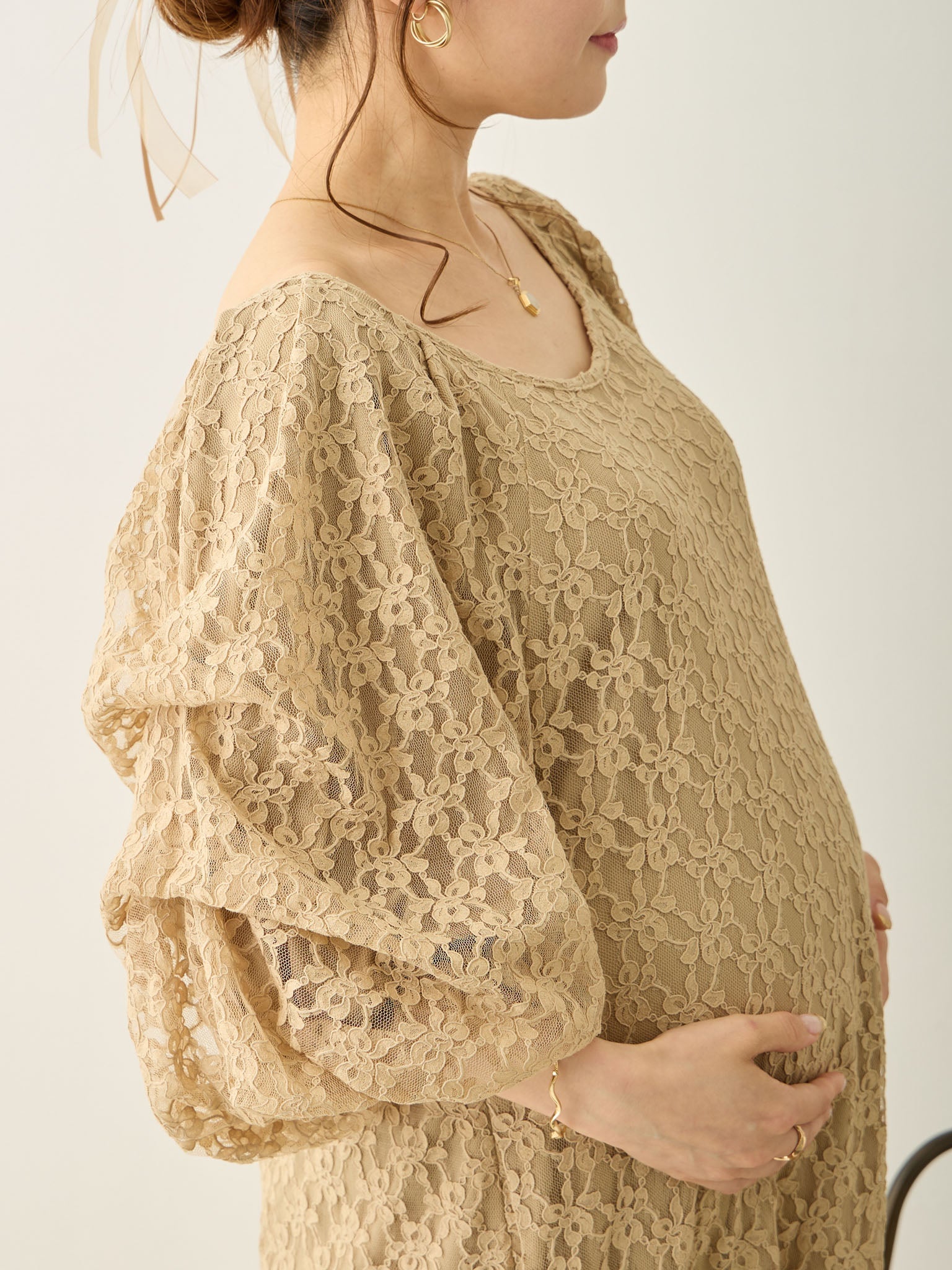 バルーン袖レースドレス Beige – honono for mom&baby