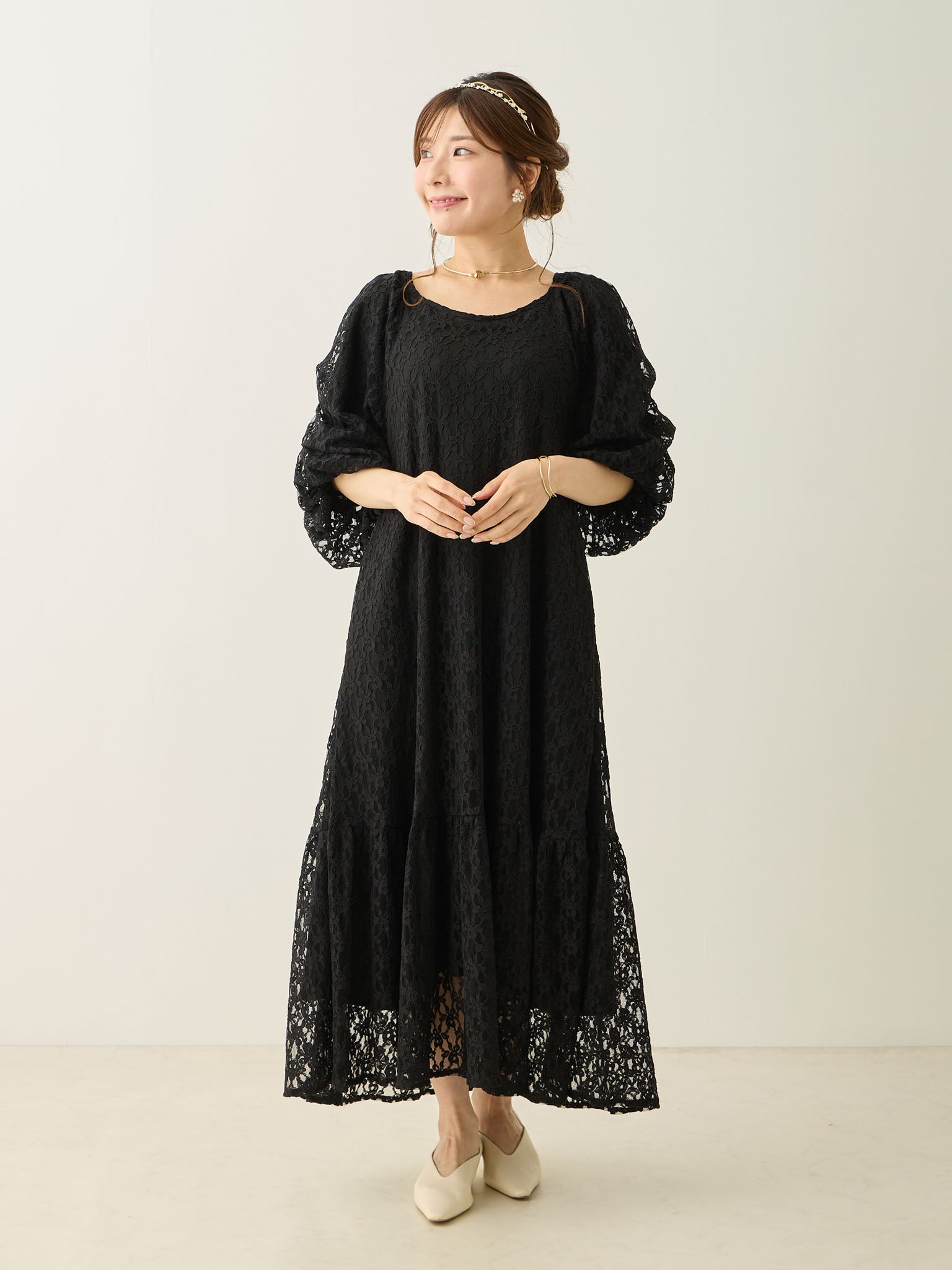 バルーン袖レースドレス Black – honono for mom&baby