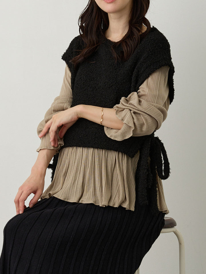 ニットベストドッキングトップス Black